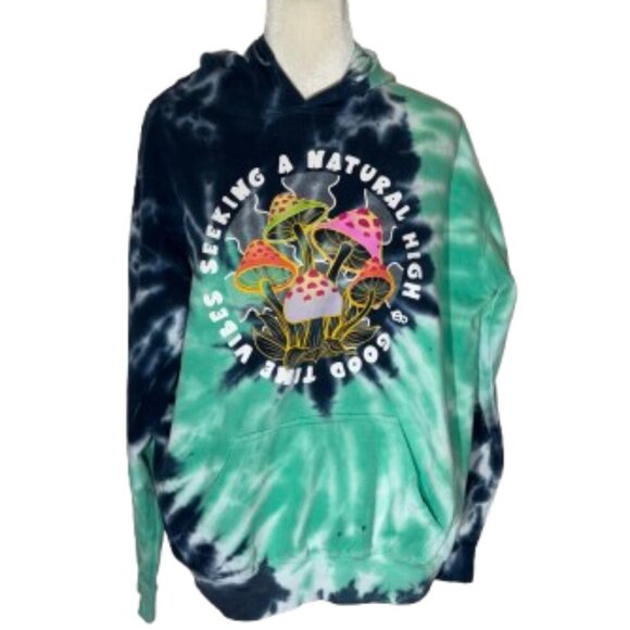 Zuni Sportsware Unisex Good Time Vibes Mushroom Tie Dye Hooded Sweatshirt - Picture 1 of 8